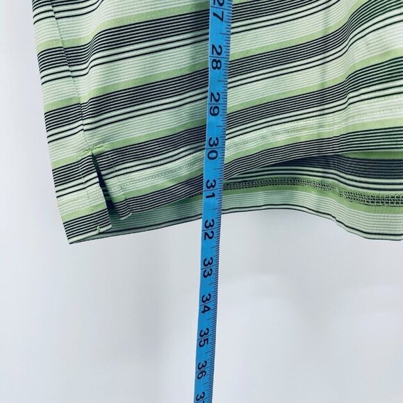Bolle Golf Shirt Size L Tech Polo Green Stripe Performance Short Sleeve - Picture 6 of 9
